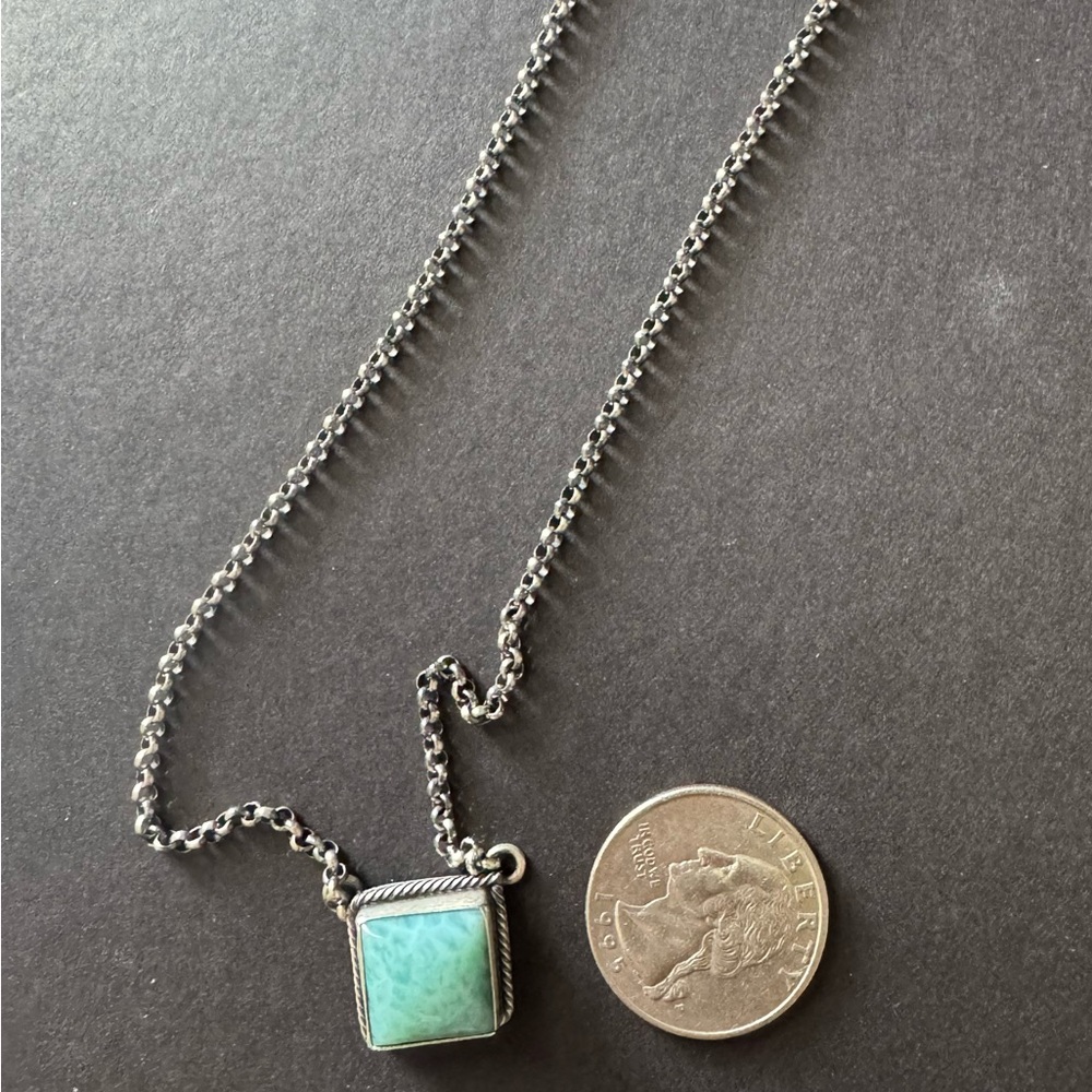 Native made Larimar Turquoise bar necklace